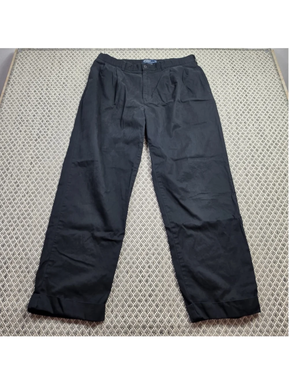 Vintage Polo Ralph Lauren Hammond Pants 36x30 Black Double Pleated Chino 90s